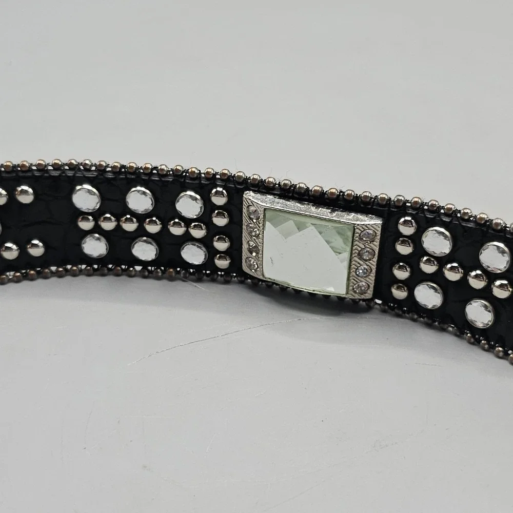 Vintage Western Embellished Rhinestone Black  Y2K  Beaded Punk Grunge Size 34